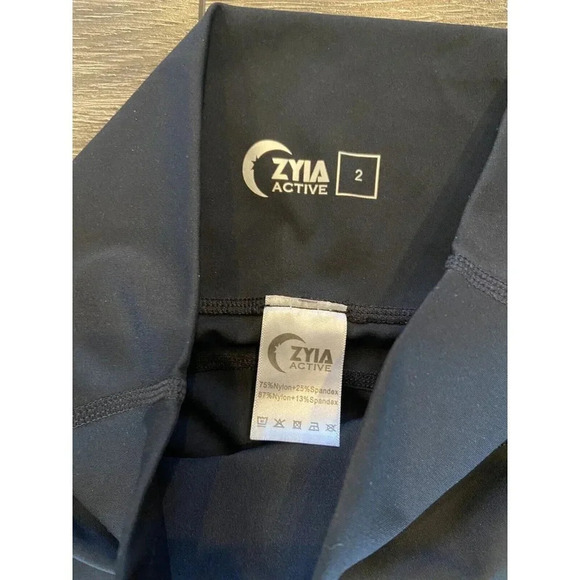 Zyia Active Leggings Black Tan Animal Print Size 2 - Picture 2 of 3